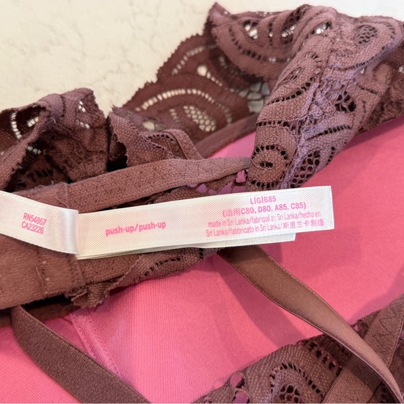 PINK Victoria’s Secret Lace High Neck Push-Up Bralette Mauve Dusty Rose Size L - Picture 7 of 7